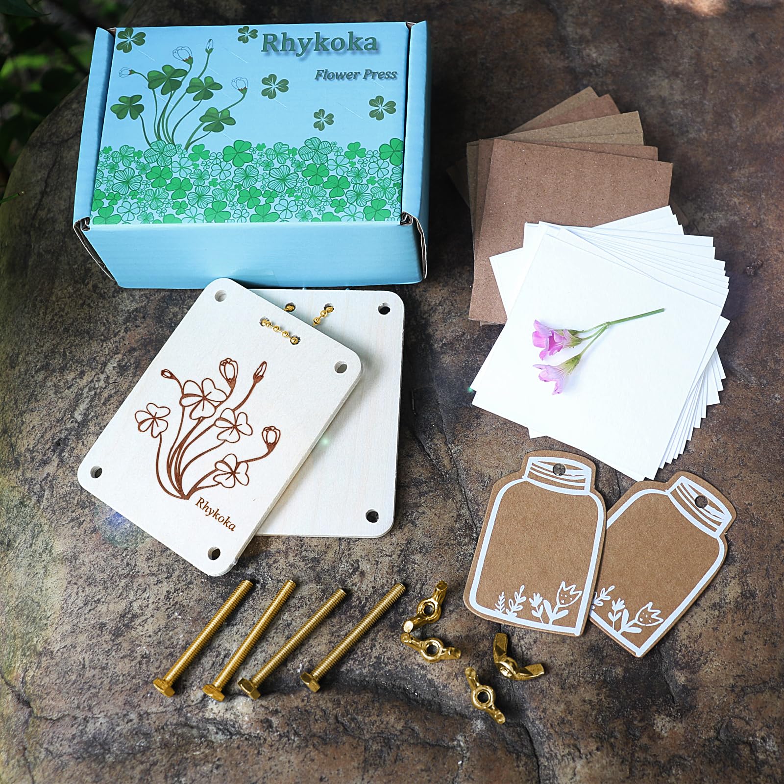 Rhykoka mini wooden flower press designed for safe DIY botanicals