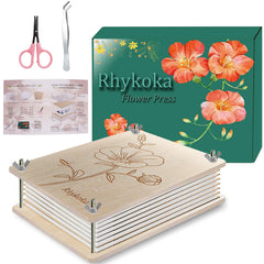 Rhykoka 8-layer wooden flower press in action, durable and travel-friendly for outdoor pressing.