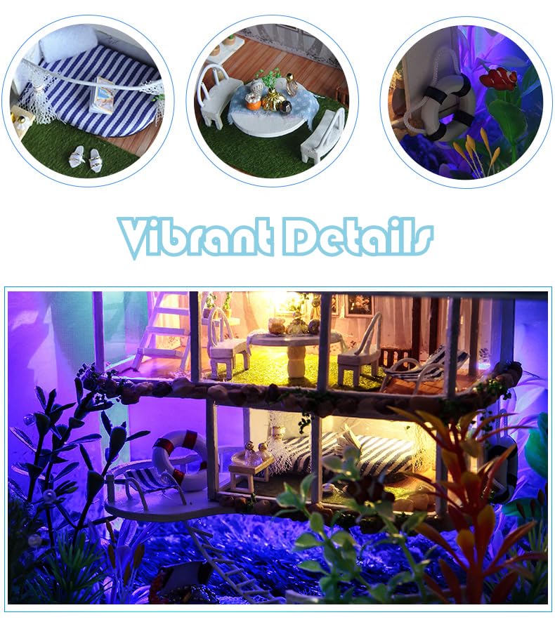 RHZN miniature house kit detailed rooms for vibrant display