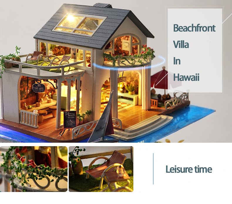 RHZN miniature house kit LED illumination enhancing the diorama