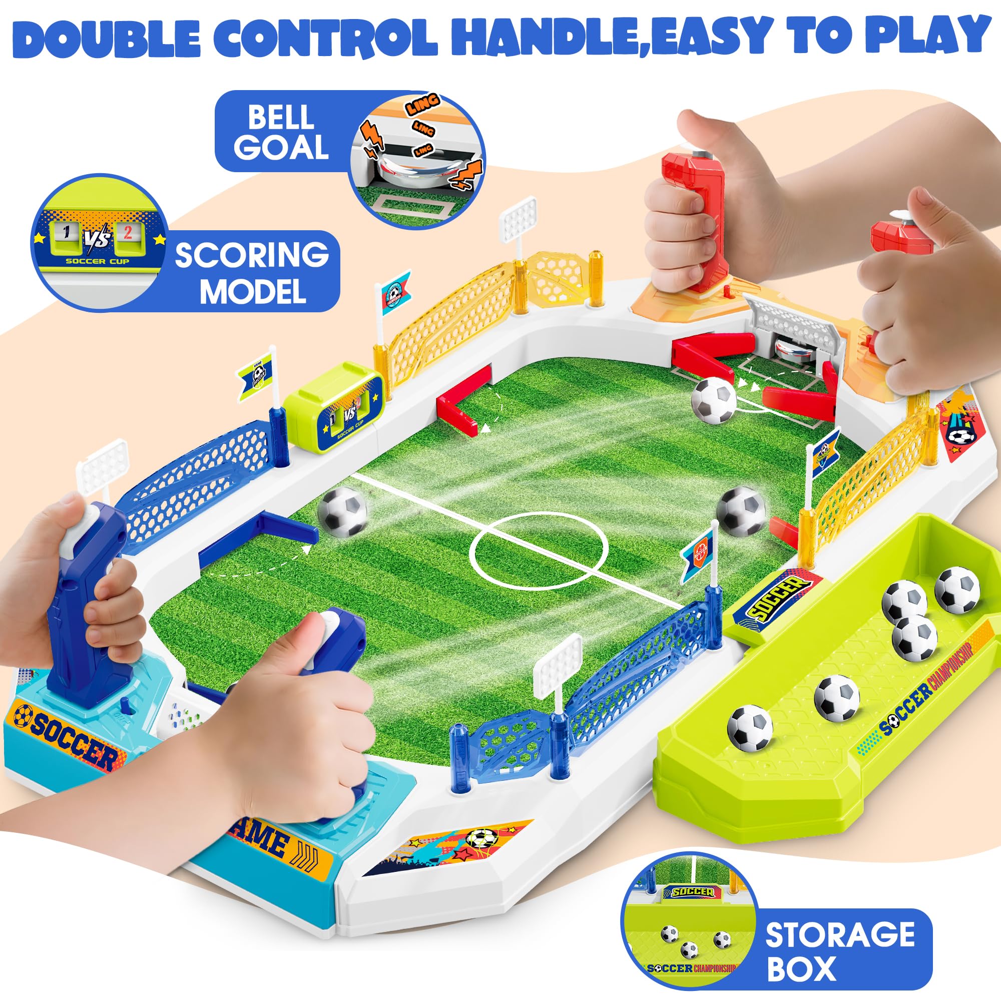 RIANEAN Mini Soccer Board Game scoreboard and goals in view.