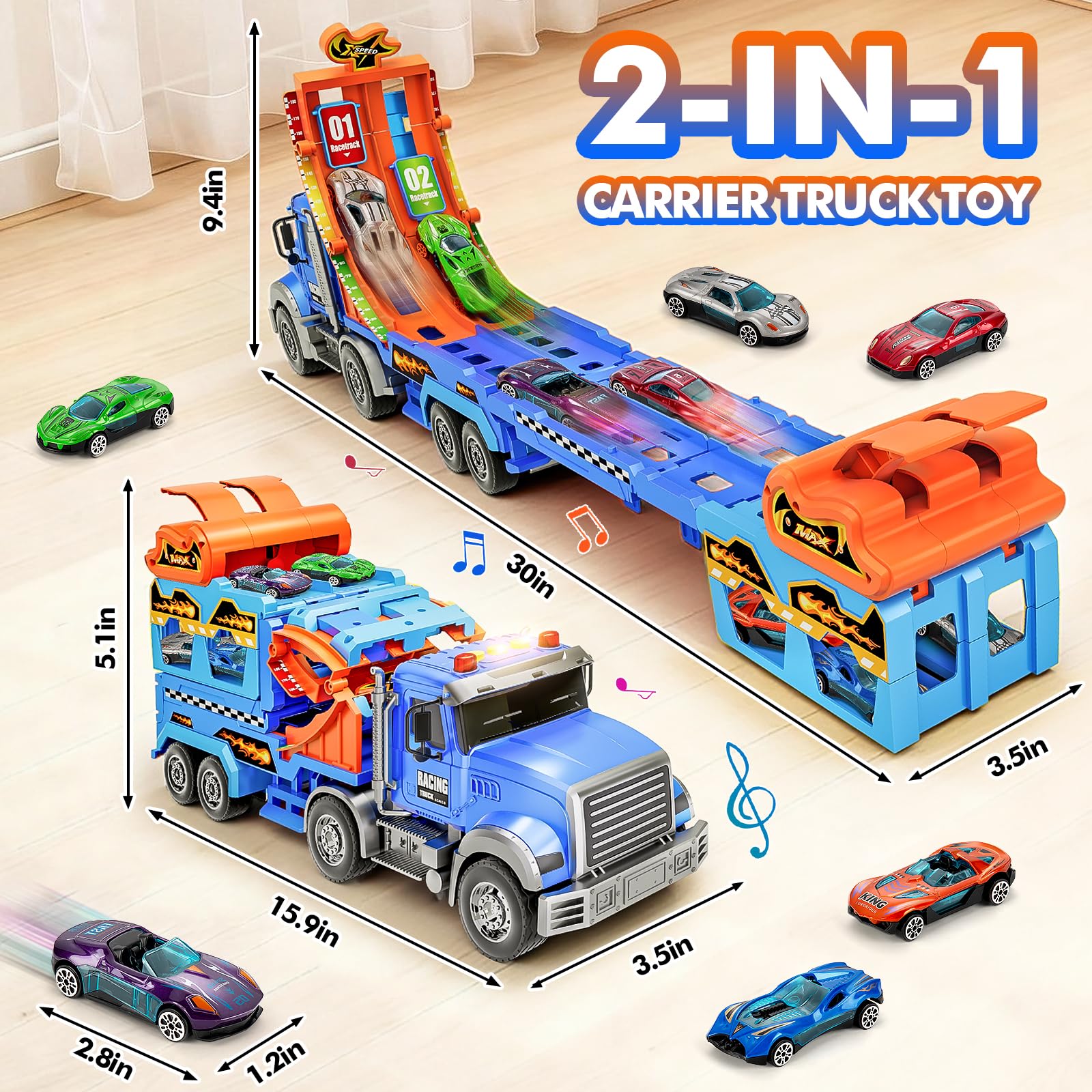 RIANEAN portable toy truck with fold-and-go design for easy transport
