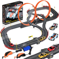 RIANEAN dual overpass slot car track adds dramatic elevation for immersive play.
