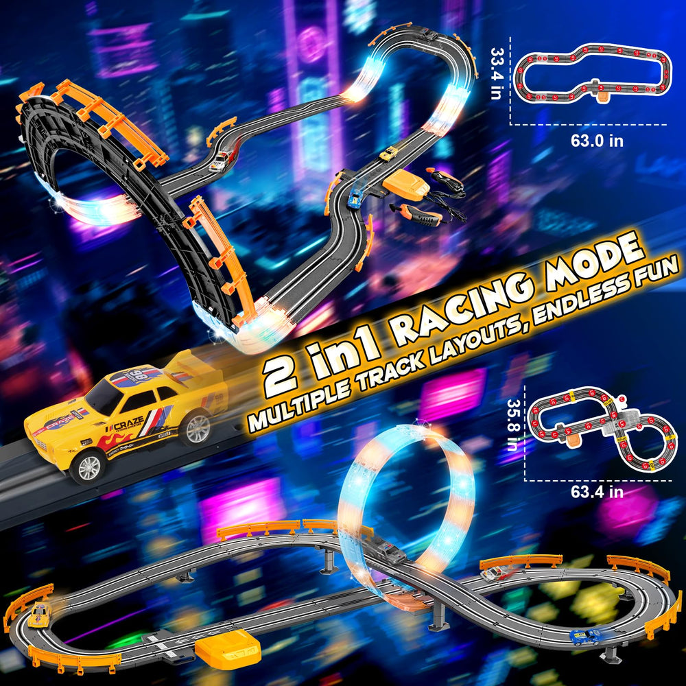RIANEAN LED-illuminated slot track lanes for realistic nighttime racing