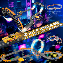 RIANEAN LED-illuminated slot track lanes for realistic nighttime racing