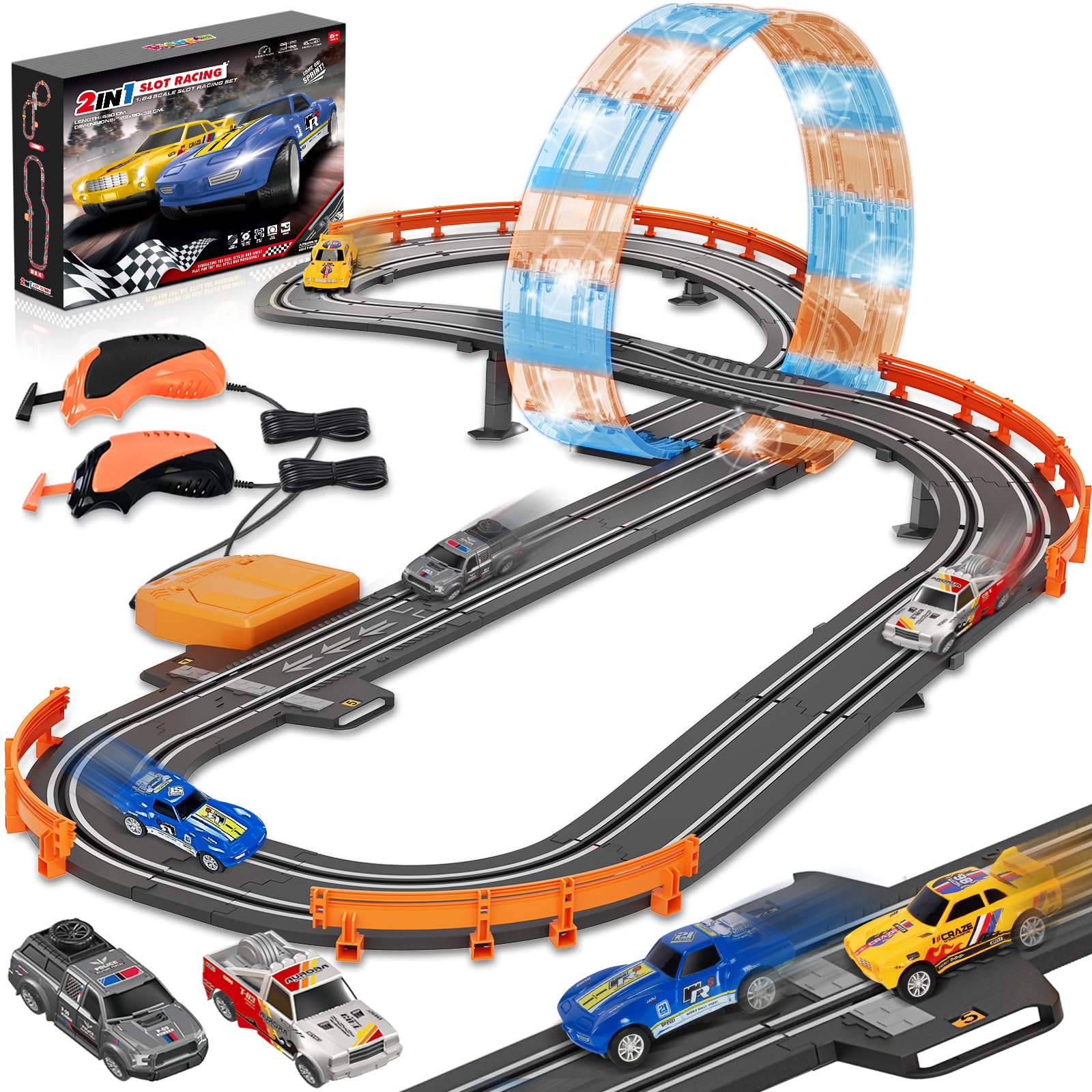 RIANEAN slot track overpass with lap counter for competitive family racing