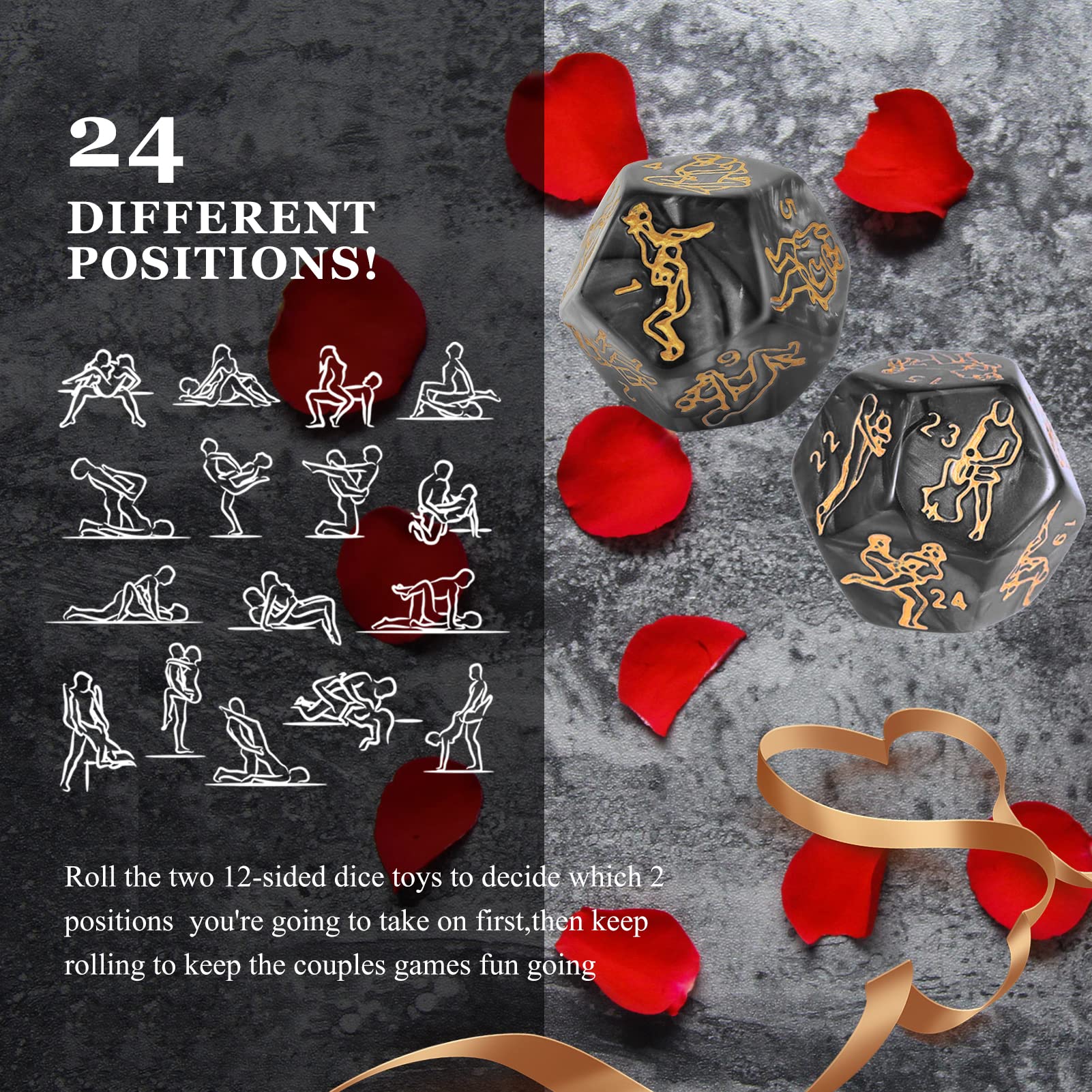 Ribbonvet 6-sided love dice for quick prompts.
