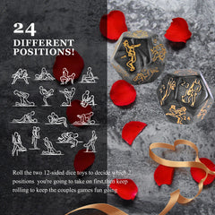 Ribbonvet 6-sided love dice for quick prompts.