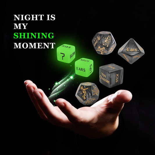Ribbonvet date dice set with varied faces for spontaneous ideas.