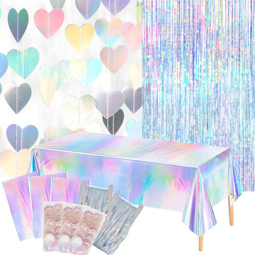 Ricawa love-heart garland banner creates a romantic iridescent backdrop for walls and entries.
