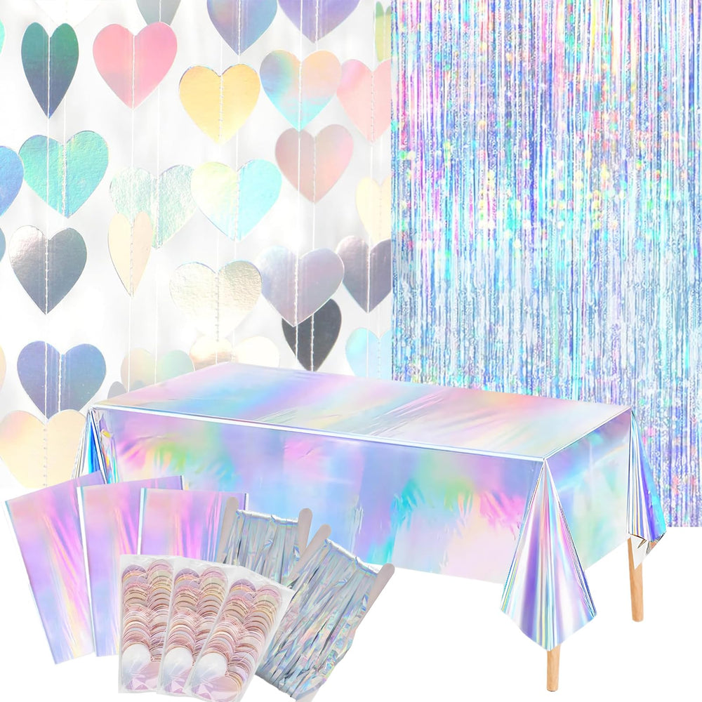 Ricawa love-heart garland banner creates a romantic iridescent backdrop for walls and entries.