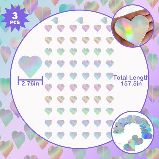 Ricawa love-heart garland banner adds shimmering charm for photos and celebrations.