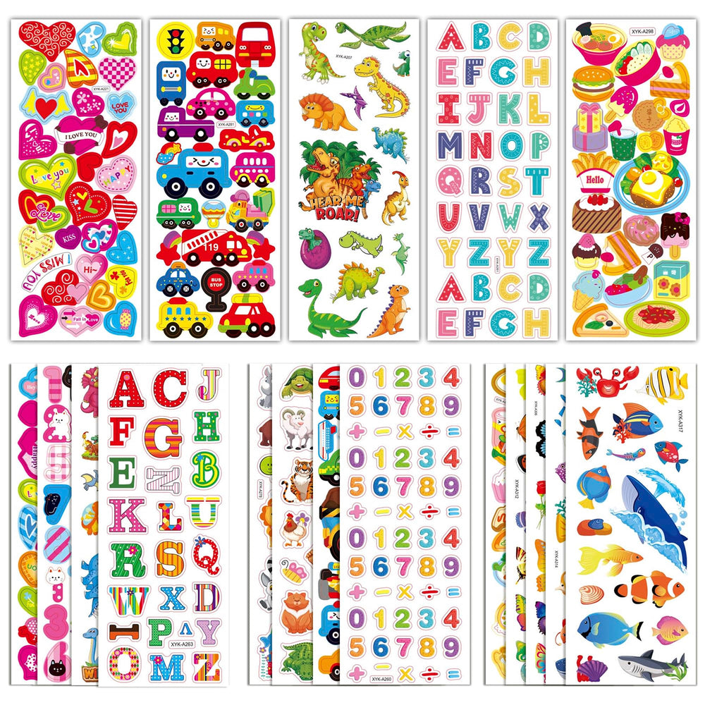 Riccioofy puffy stickers 500-piece pack with vibrant 3D foam textures for kids crafts