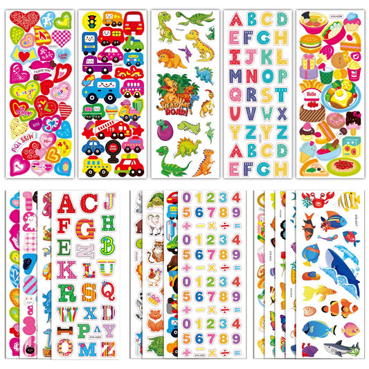 Riccioofy puffy stickers 500-piece pack with vibrant 3D foam textures for kids crafts