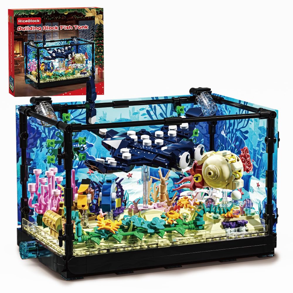 RiceBlock Ocean Diorama manta ray adds poseable motion for imaginative play