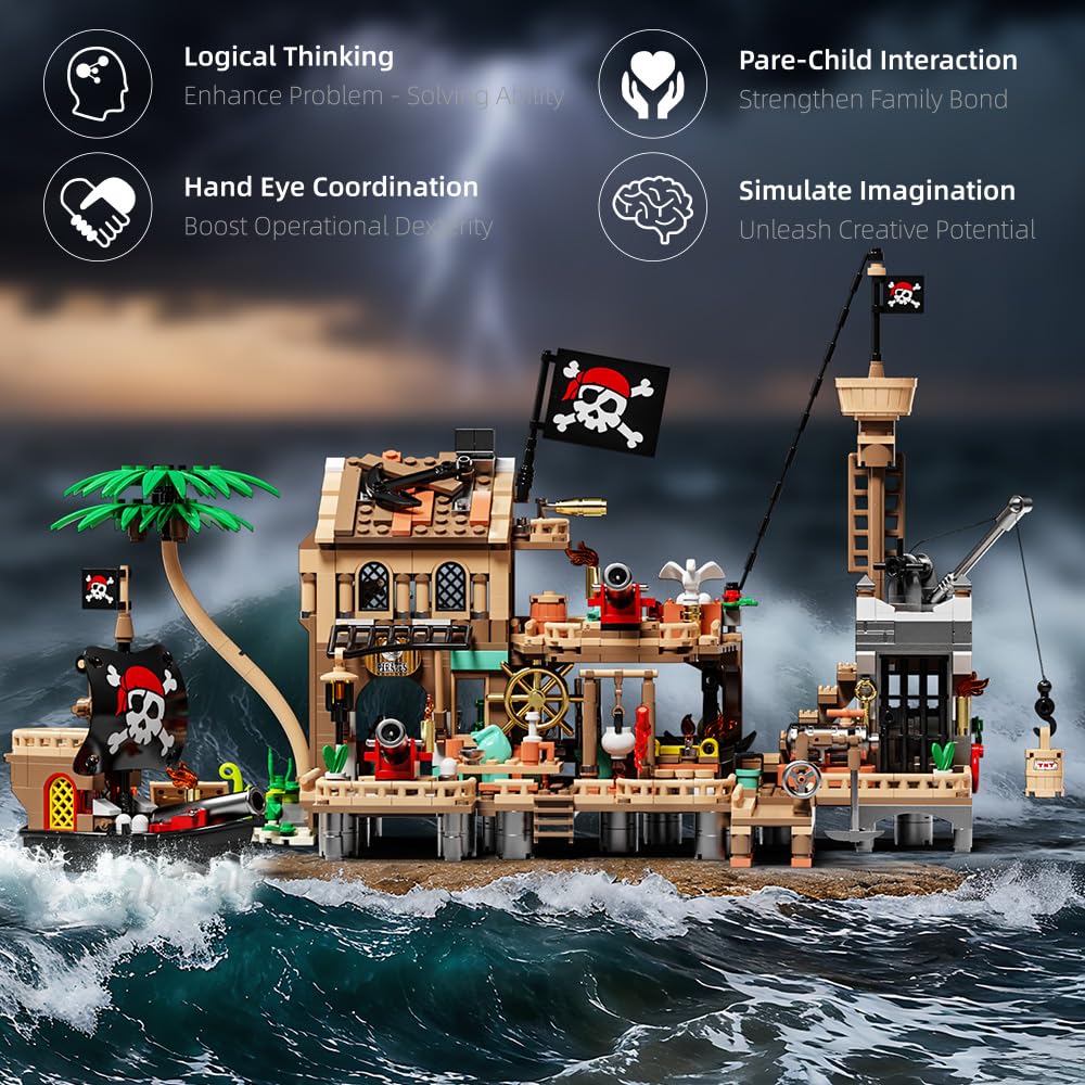 RiceBlock Pirate Town House dock detail highlights the bustling harbor scene for storytelling