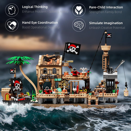 RiceBlock Pirate Town House dock detail highlights the bustling harbor scene for storytelling