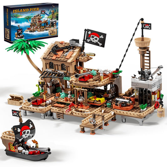 RiceBlock Pirate Town House front view shows the vivid facade inviting imaginative play