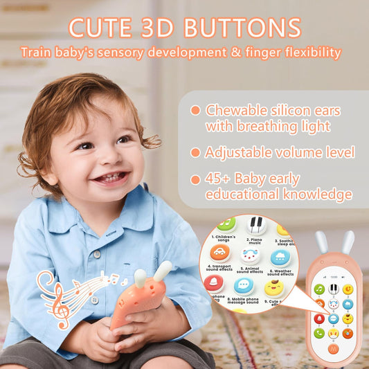 Richgv baby phone with teether-antenna colors fosters sensory play and soothing teething.