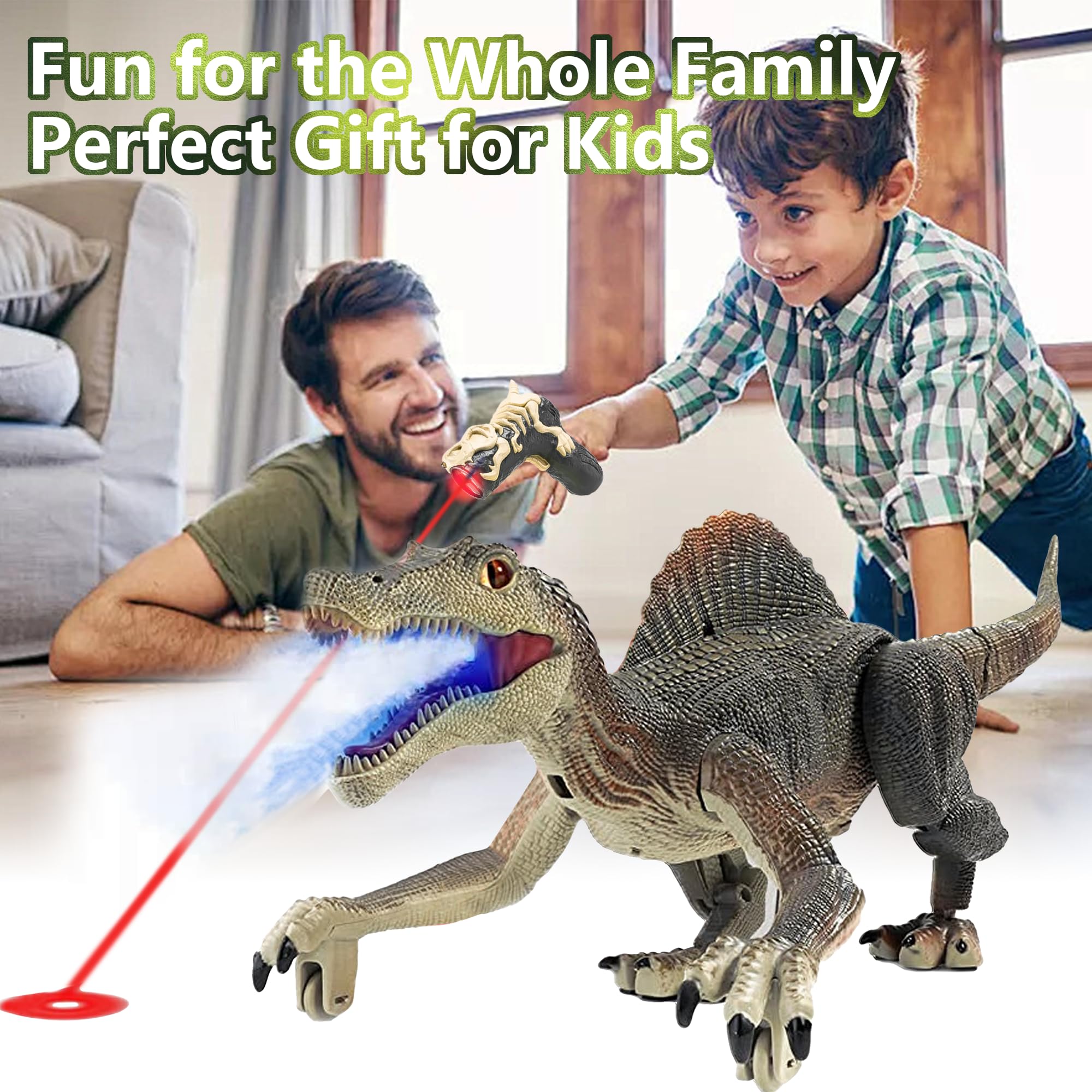 Richgv Spinosaurus box contents include remote, charger, and accessories.