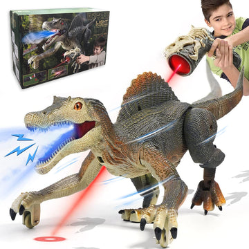 Richgv Spinosaurus glows while chasing a light for immersive play.