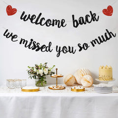 RICHHHA Glitter Black Welcome Back Banner letters closeup highlights bold contrast for visibility.