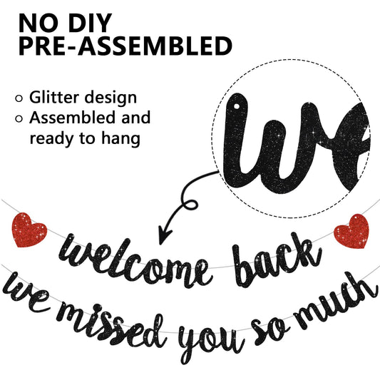 RICHHHA Glitter Black Welcome Banner side view shows dramatic impact and readable lettering.