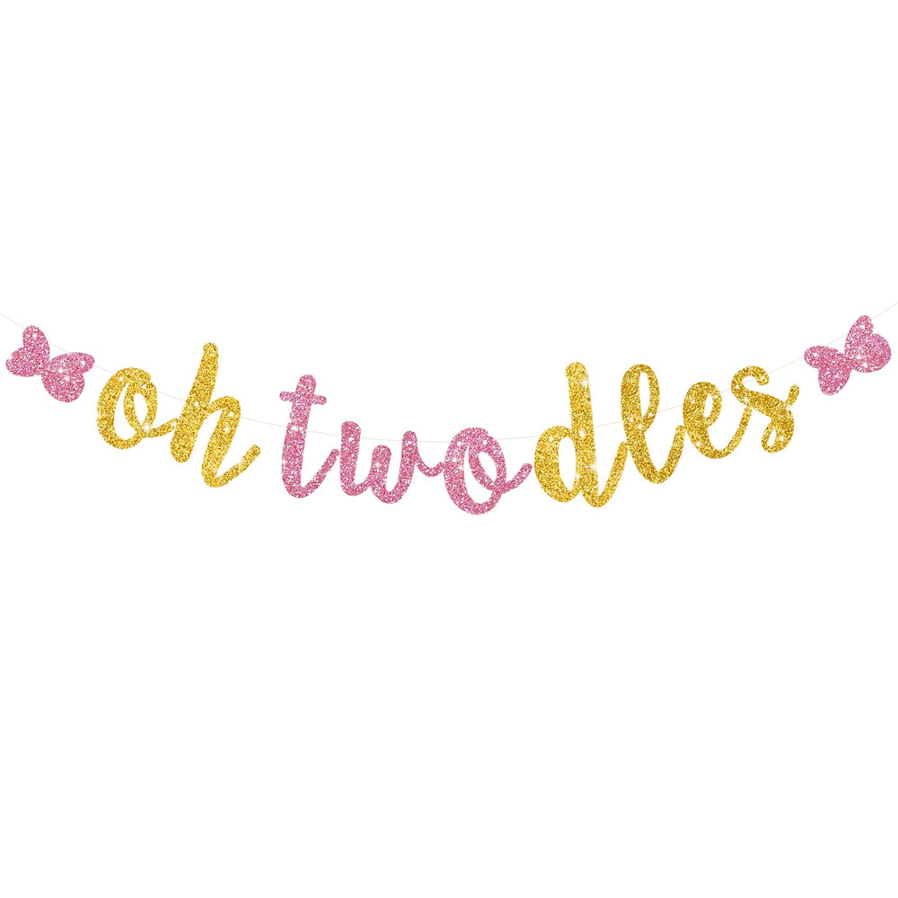 RICHHHA Glitter Oh Twodles Banner full view ready to hang birthday décor.