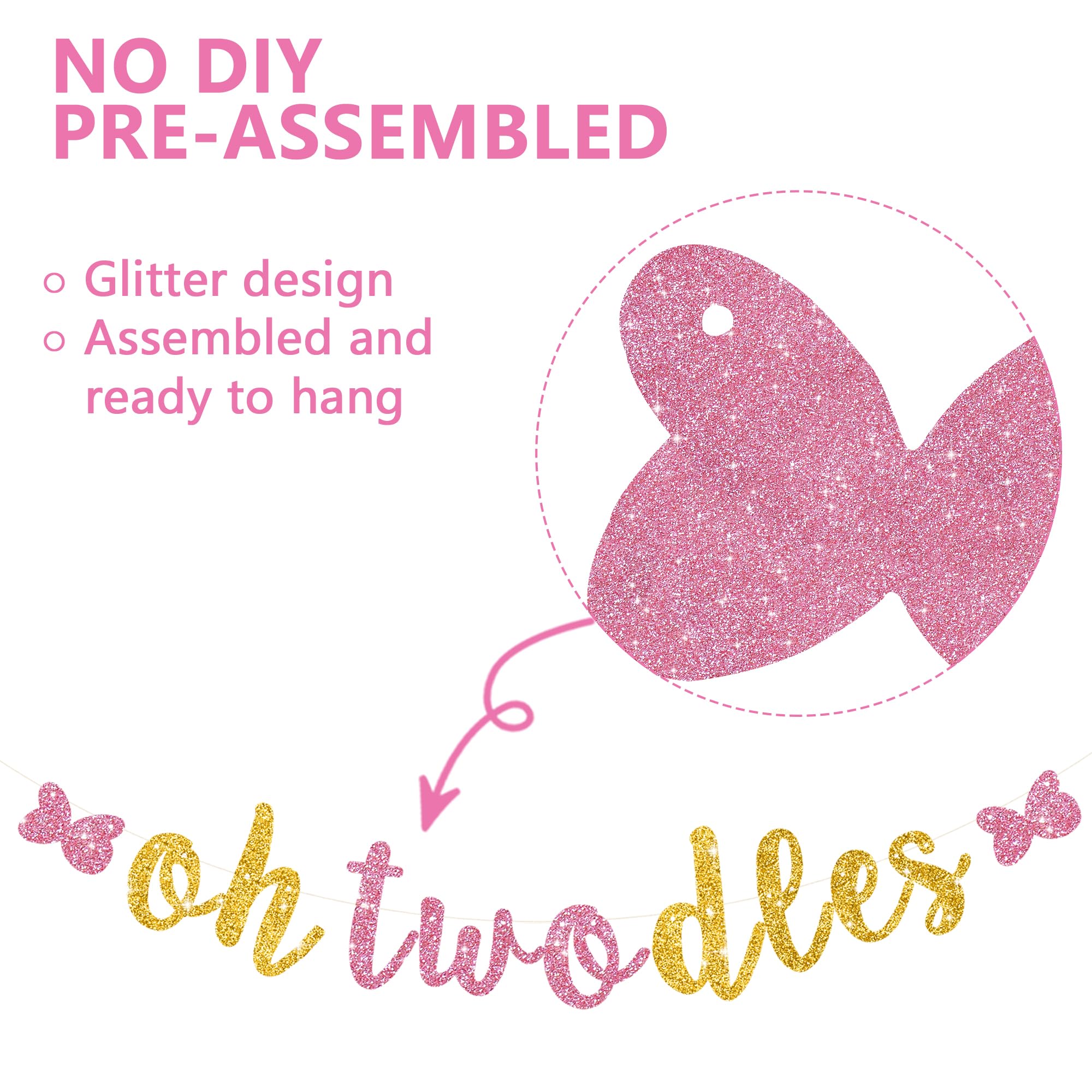 RICHHHA Glitter Oh Twodles Banner pre-strung ready to hang for instant setup.