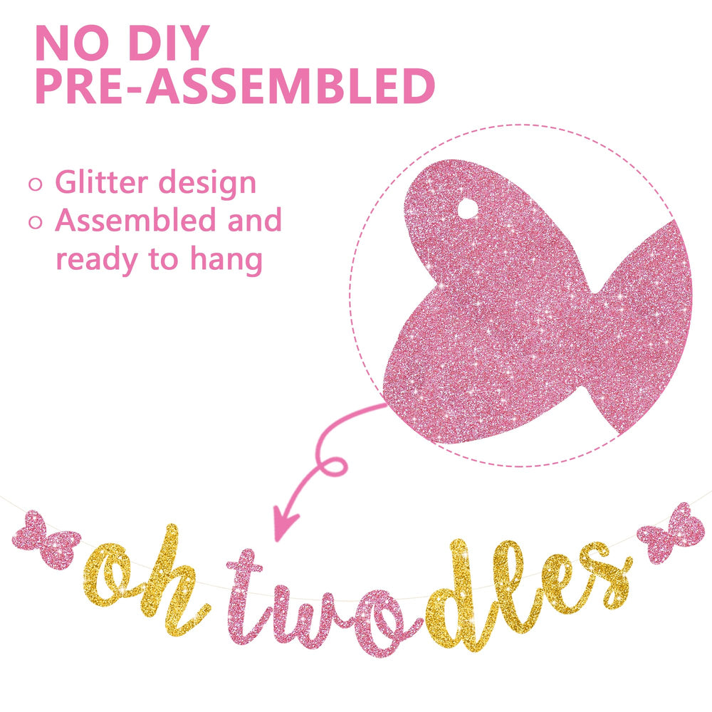 RICHHHA Glitter Oh Twodles Banner pre-strung ready to hang for instant setup.