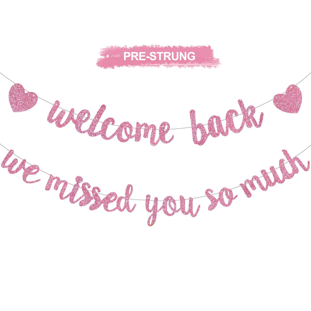 RICHHHA Glitter Pink Welcome Back banner preassembled for quick setup at events.
