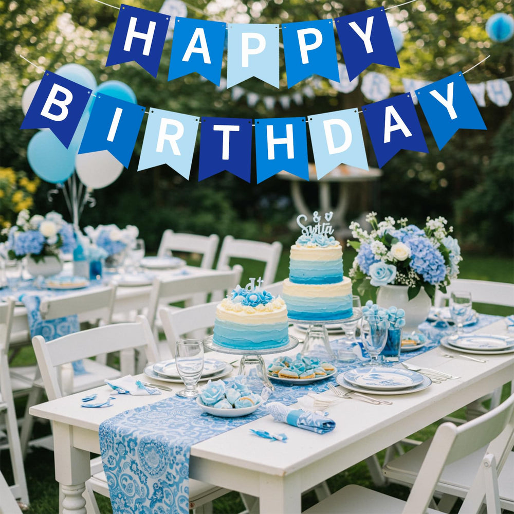 RICHHHA navy blue banner party backdrop ready-to-hang for quick setup