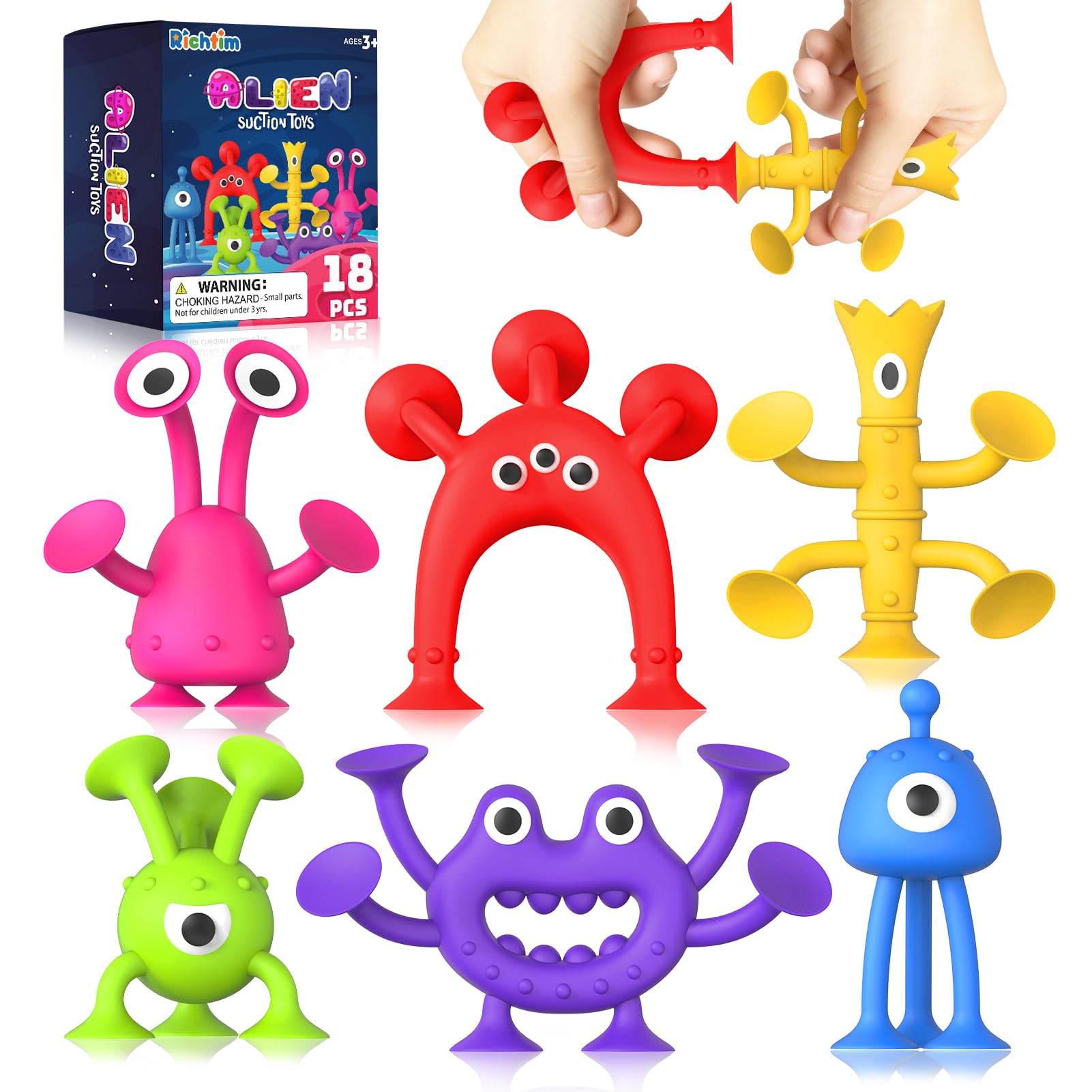 Richtim suction toy bath 18pcs alien styles for engaging bath time play