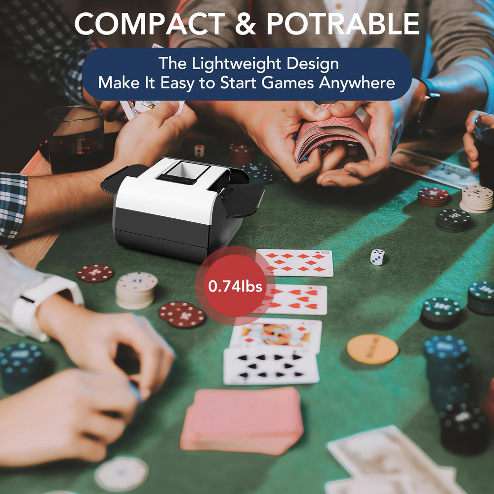 Richwon automatic card shuffler shows a clear charging indicator