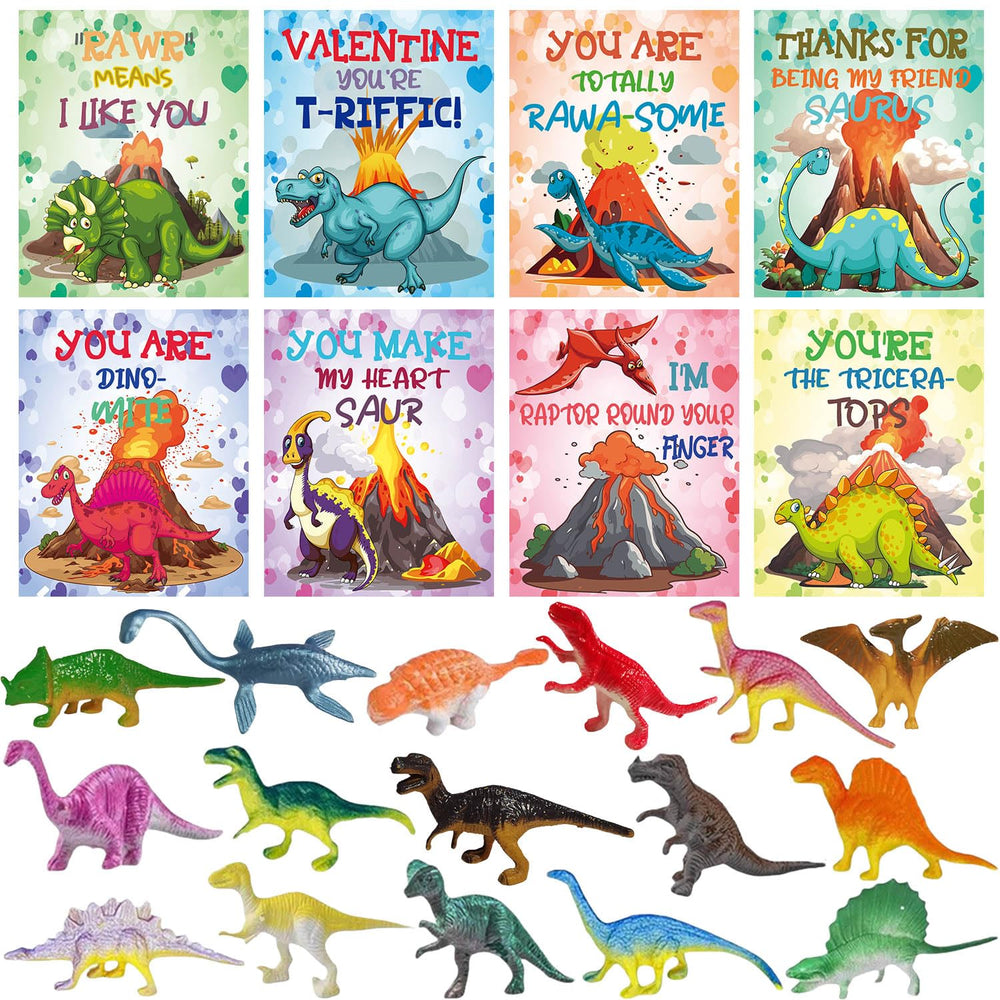 Ricluck Valentines dinosaurs toys with cards for fun classroom gift exchanges.