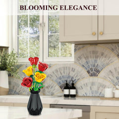 RIESEK Rose Bouquet Building Set assembled creates a charming, maintenance-free bouquet.