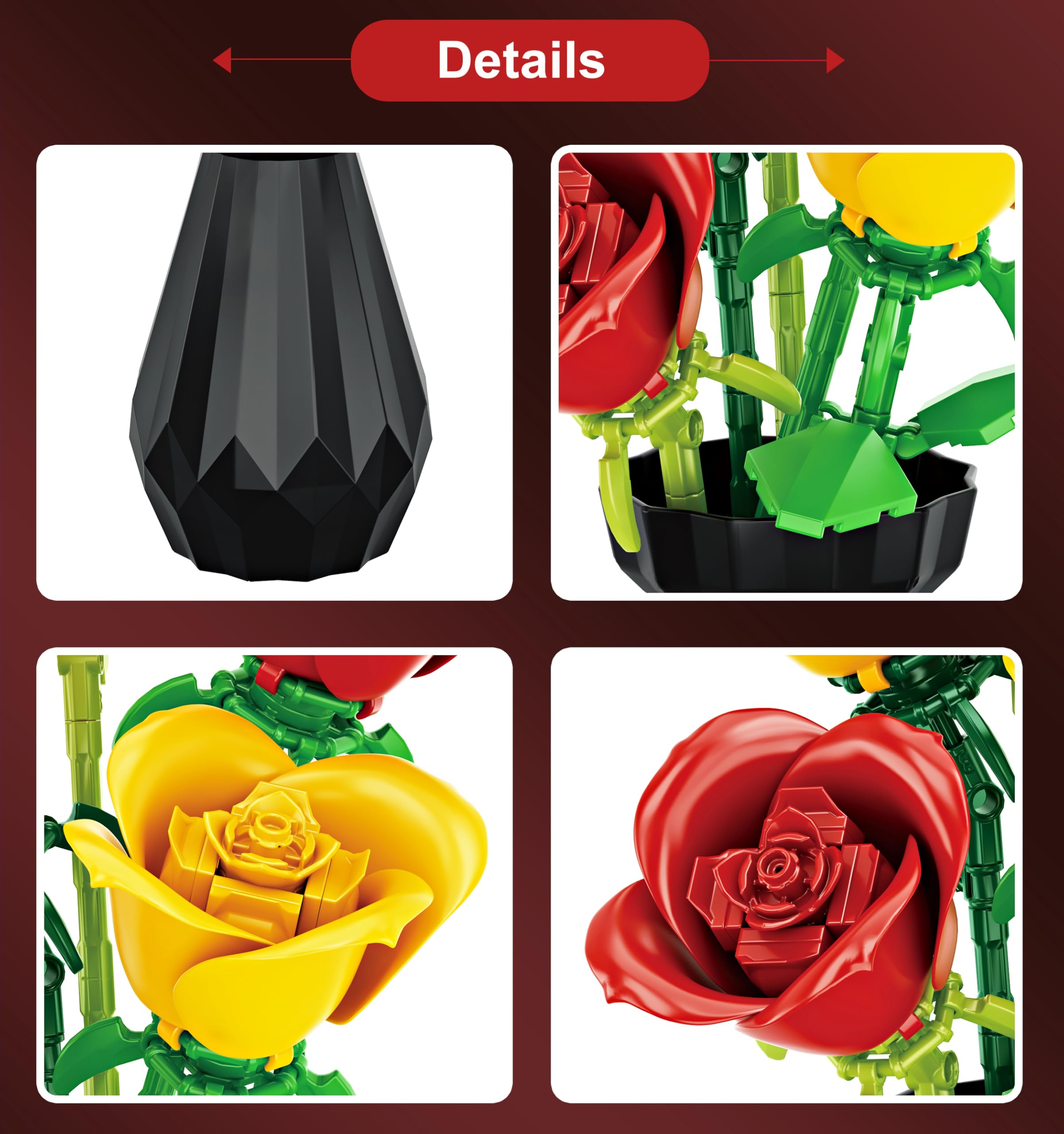 RIESEK Rose Bouquet Building Set instructions guide a relaxing build.