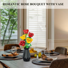 RIESEK Rose Bouquet Building Set pieces show vibrant petals ready to assemble.