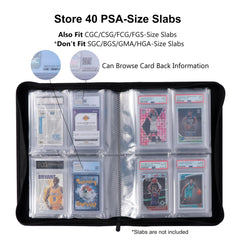 Inside of Rieton binder with four-card pockets per page for organization