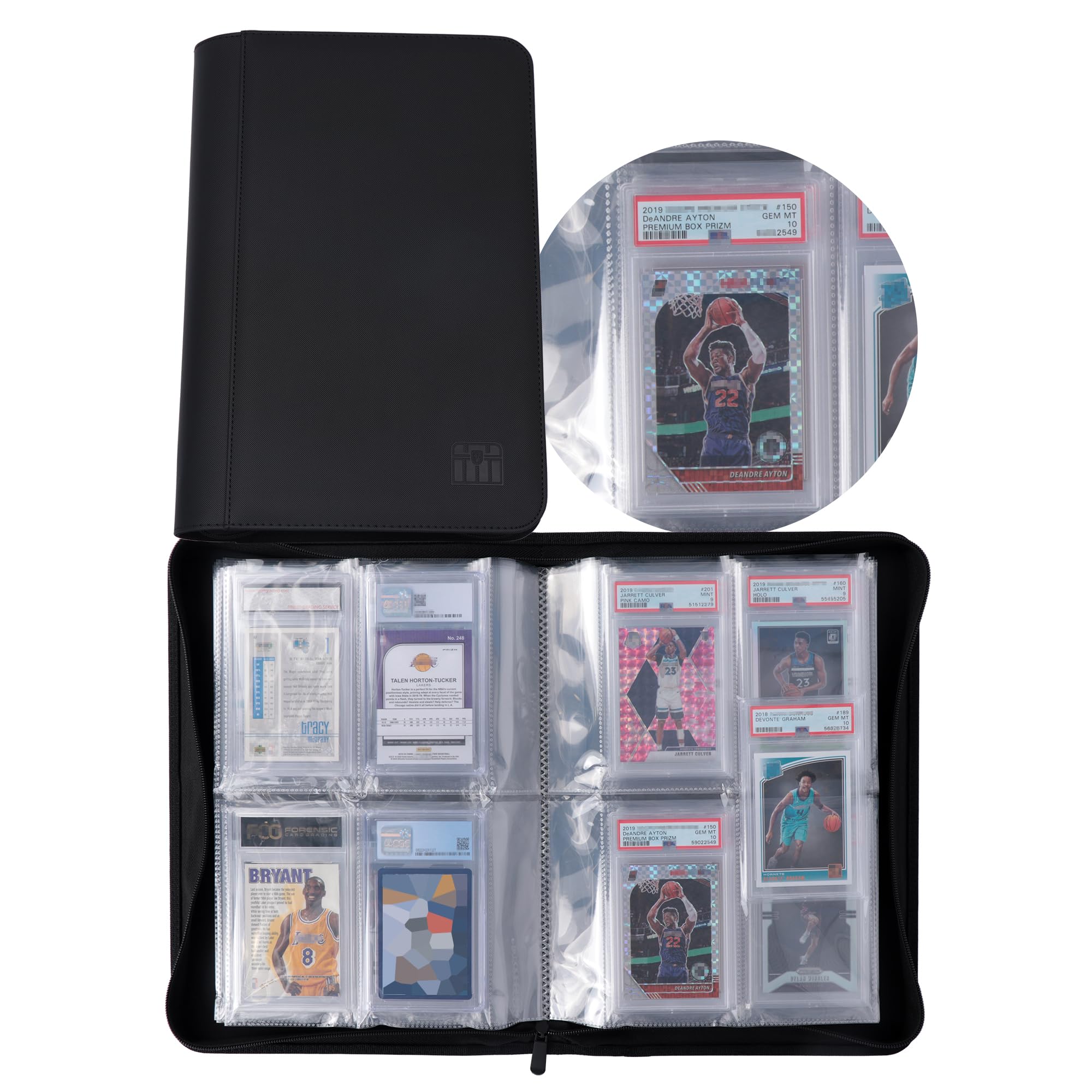 Rieton Graded Card Binder front view showing 40 PSA slabs in four-card pages
