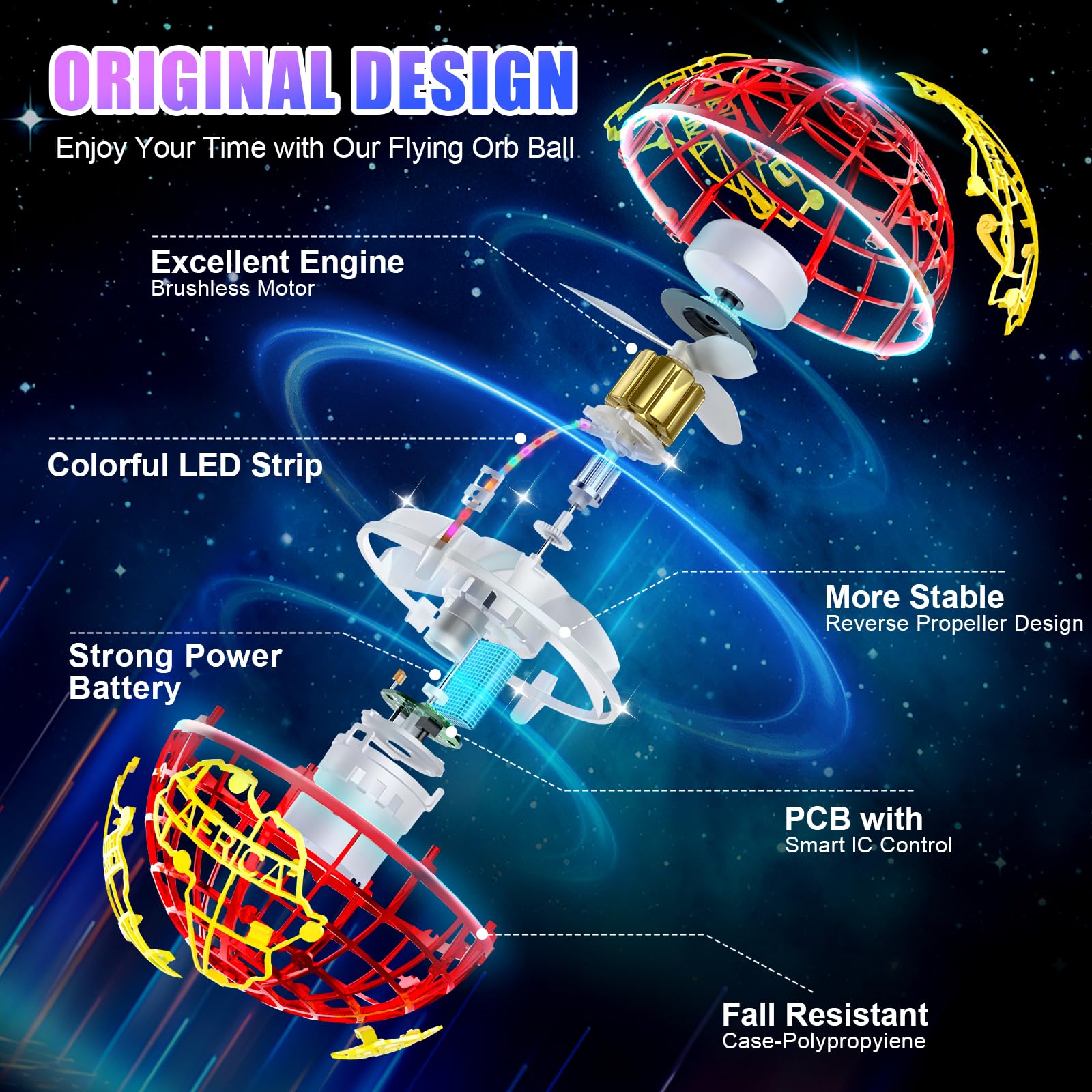 RIEYON Flying Orb Ball in hover mode with smooth control