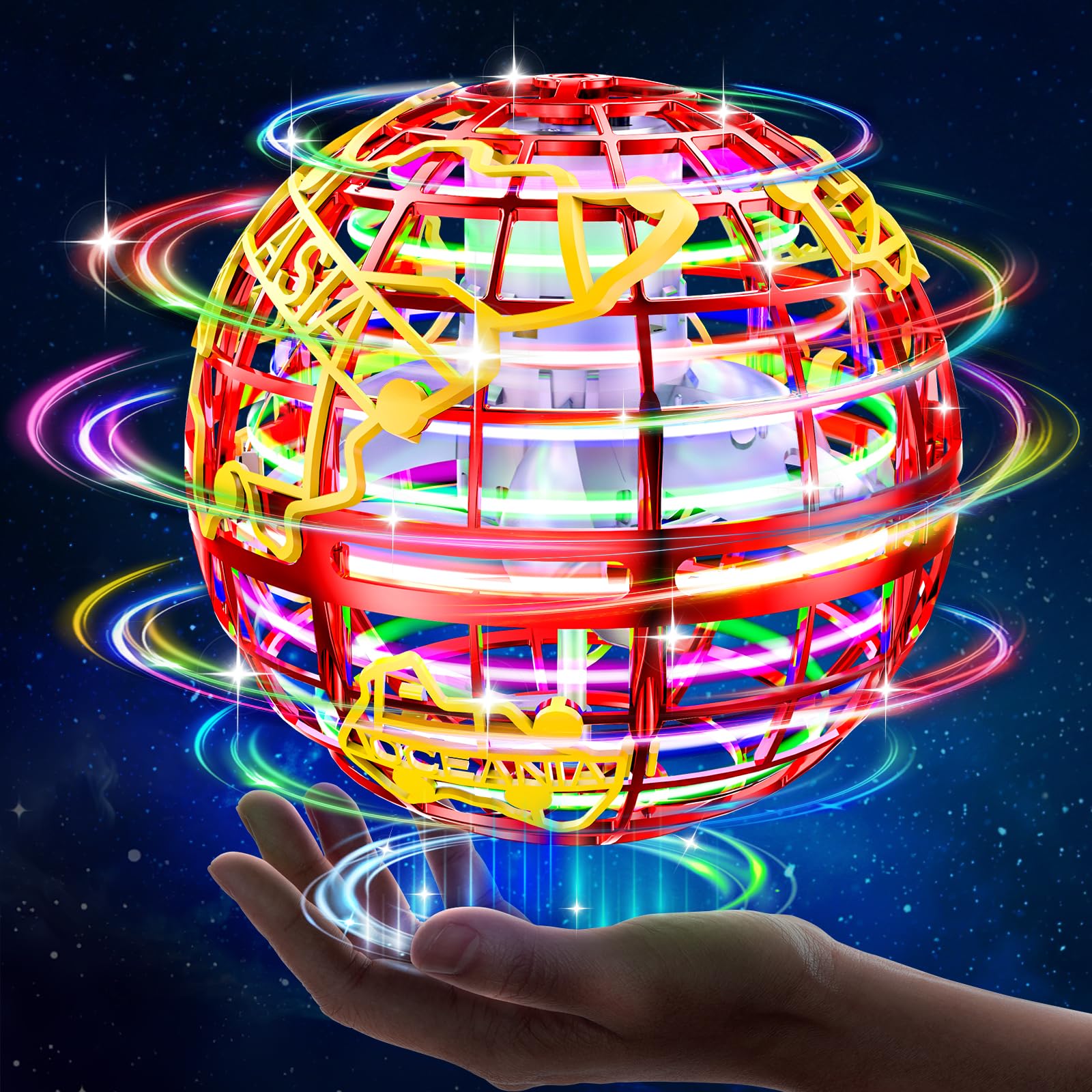 RIEYON Flying Orb Ball landing pose showing controlled stop for indoor play