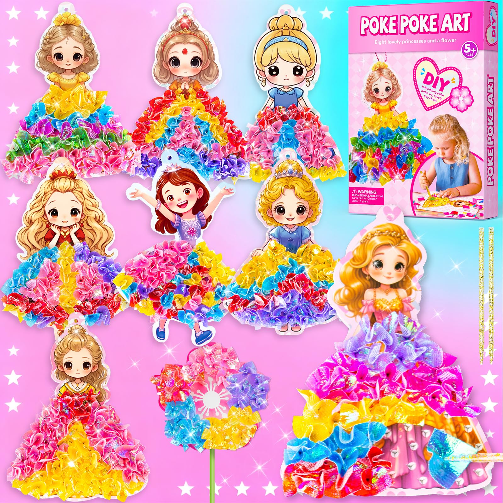 RIEYON Poke Poke Art Kit contents laid out for creative play and color matching.