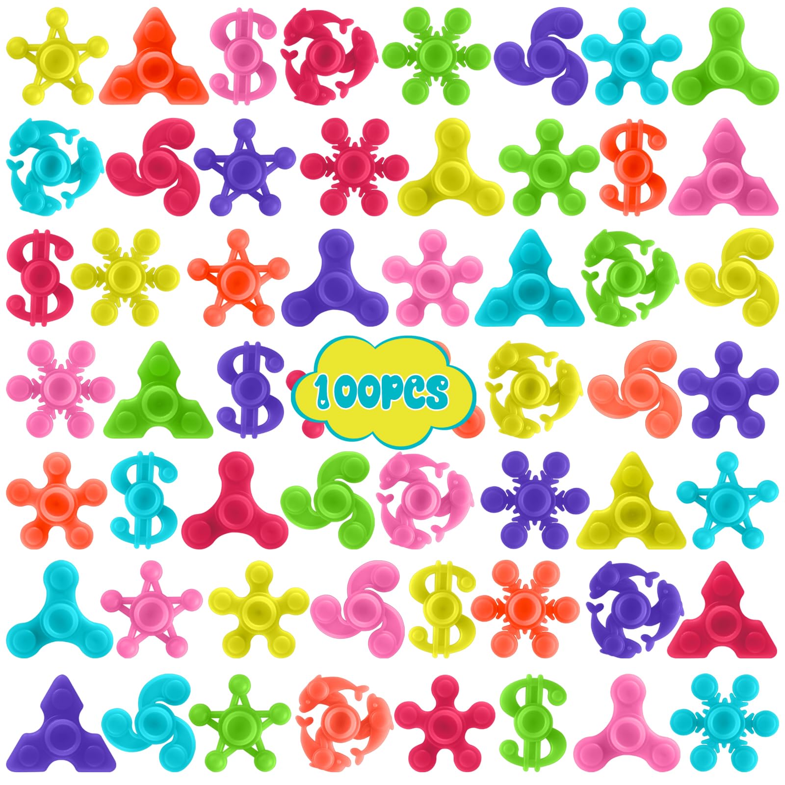 Riferg 100pcs bulk mini fidget spinners in assorted colors for classroom rewards.