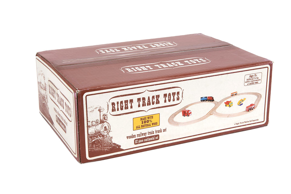 Right Track Toys expansion-friendly tracks for longer, more complex layouts.