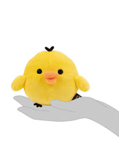 Rilakkuma Kiiroitori plush side view showing compact size for travel