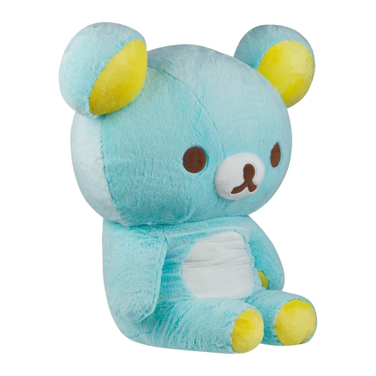 Rilakkuma Sherbet blue plush face detail highlights endearing expression.
