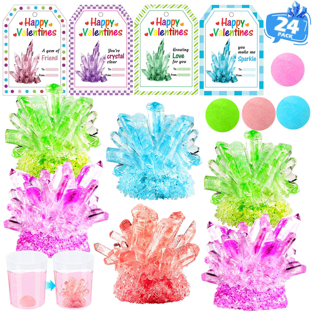 RILSIC crystal kit pink base growing in a cup for hands-on learning and colorful crystals