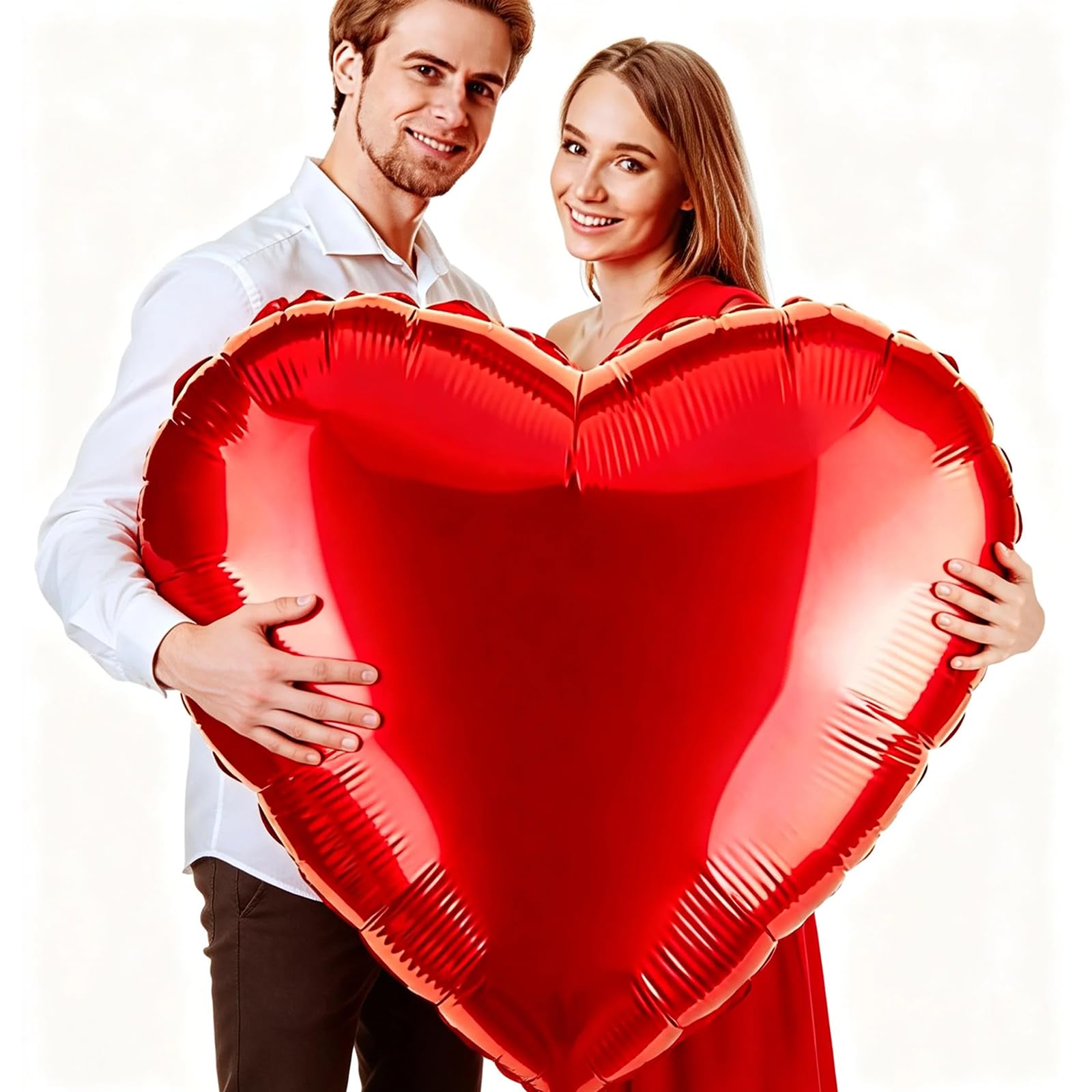 RIMYIKU 36-inch red heart Mylar balloons set for striking romantic decor.