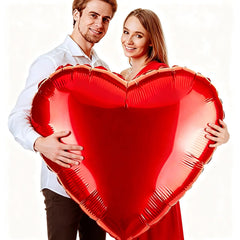 RIMYIKU 36-inch red heart Mylar balloons set for striking romantic decor.